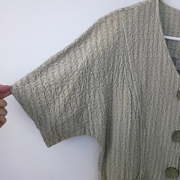 Focus 100% Cotton Crinkle Textured Button Front Jacket Natural Minimalist Coasta - Picture 5 of 7